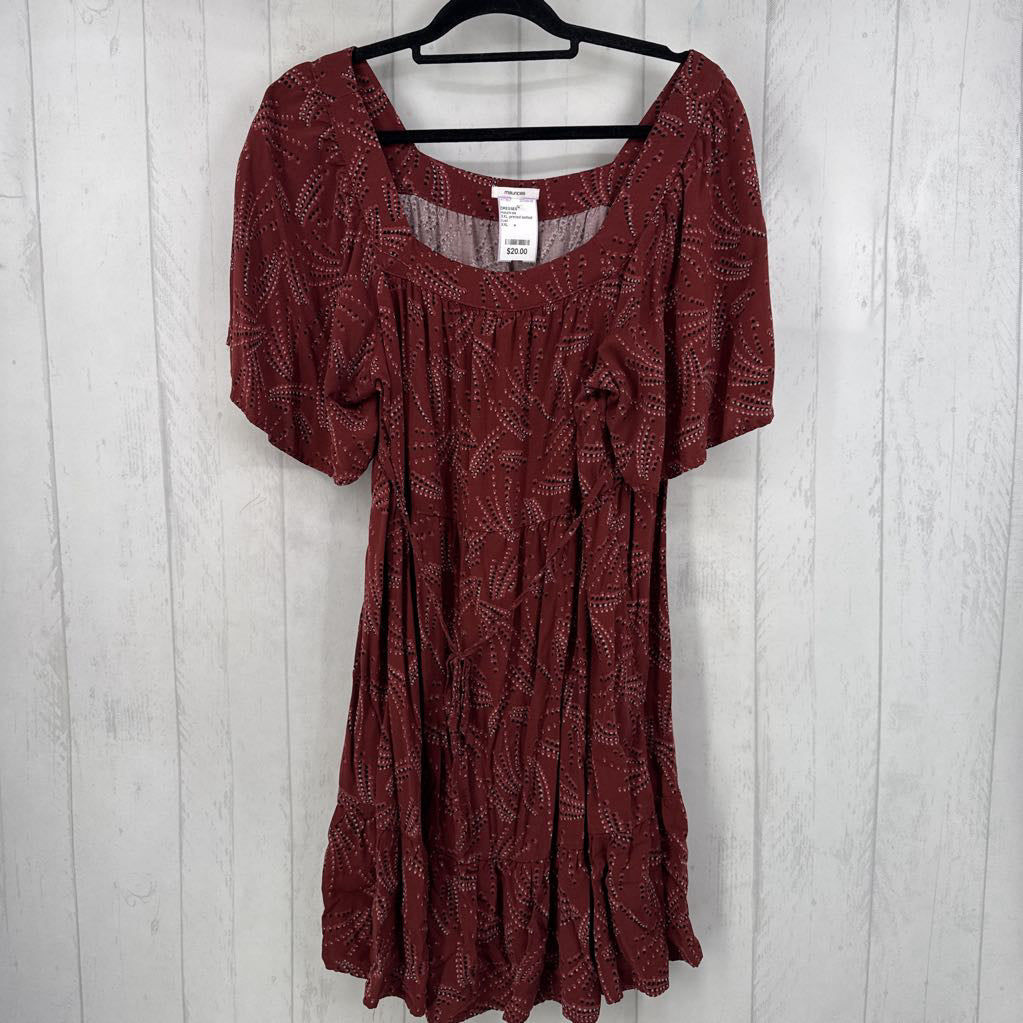 XXL printed belted flutter slv dress
