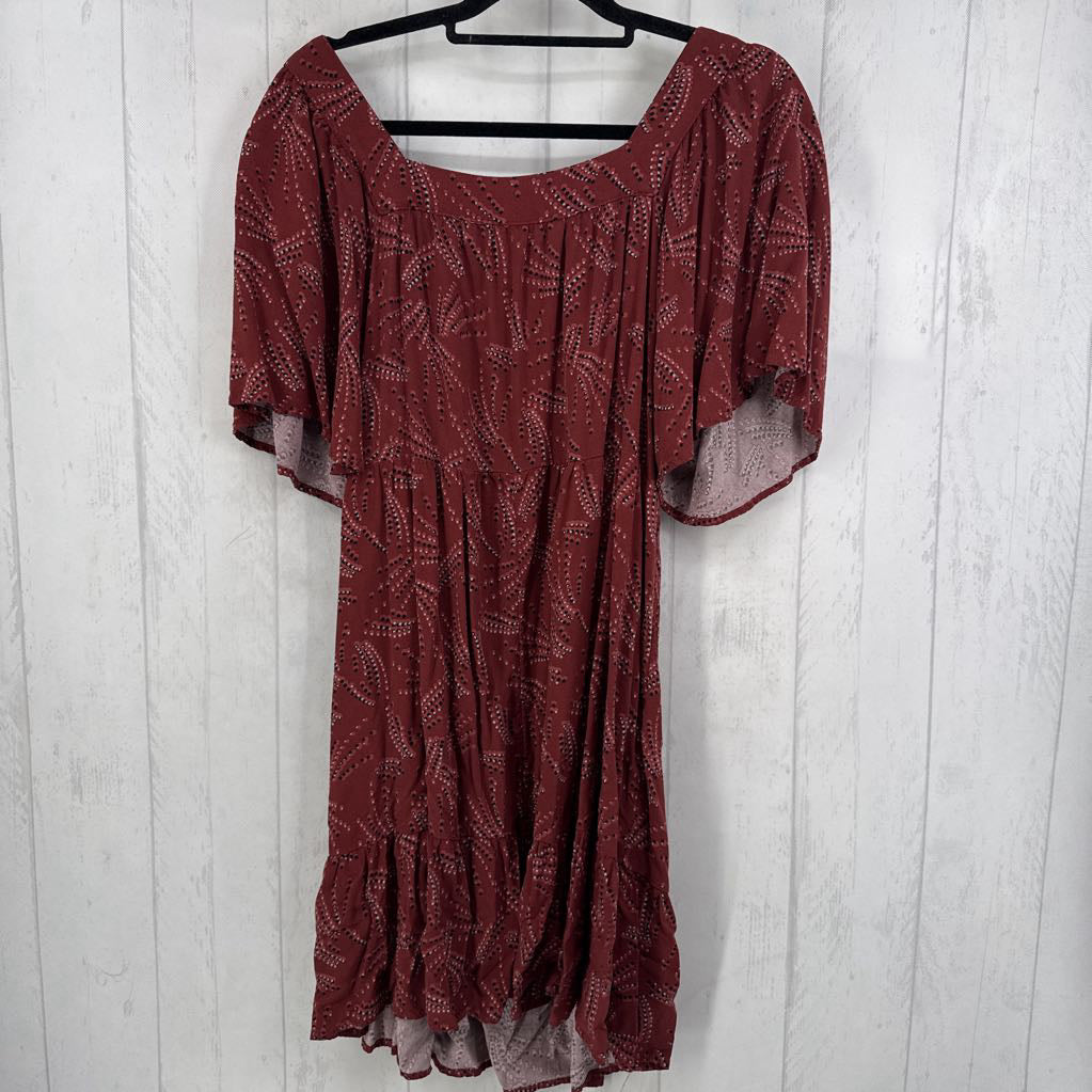 XXL printed belted flutter slv dress