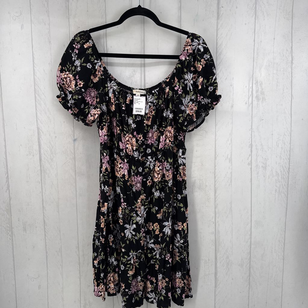 XXL flo print s/s dress