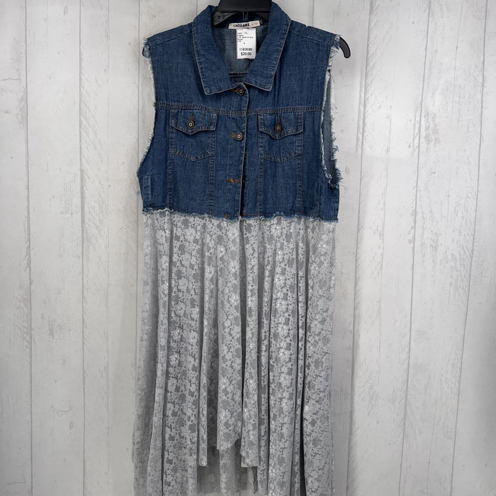 L/XL denim & lace vest