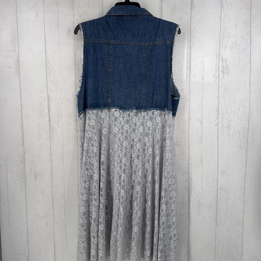 L/XL denim & lace vest