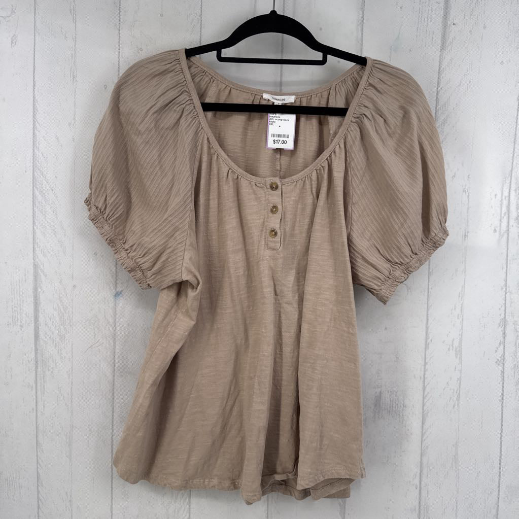 XXL scoop neck ribbed slv top s/s