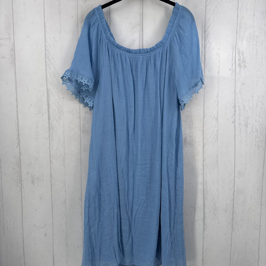 1X flo crochet trim slv dress s/s