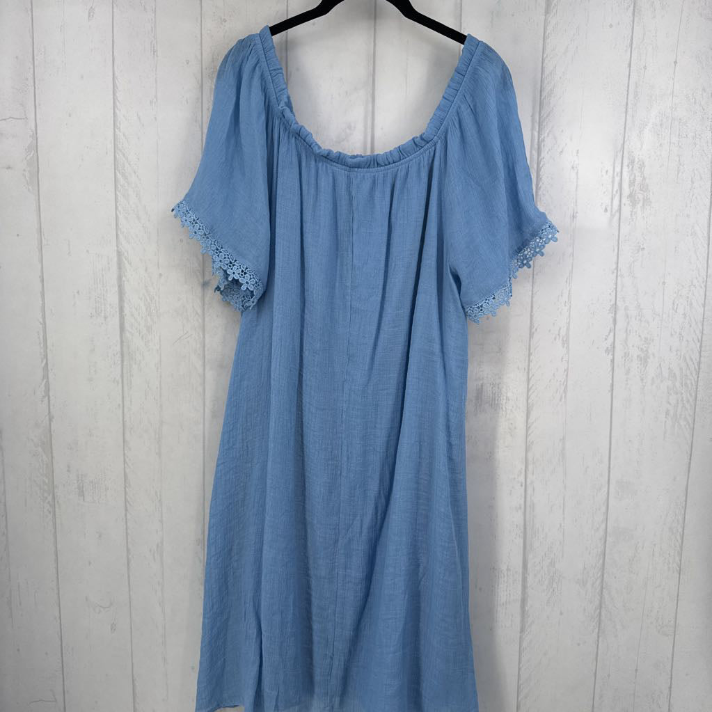 1X flo crochet trim slv dress s/s
