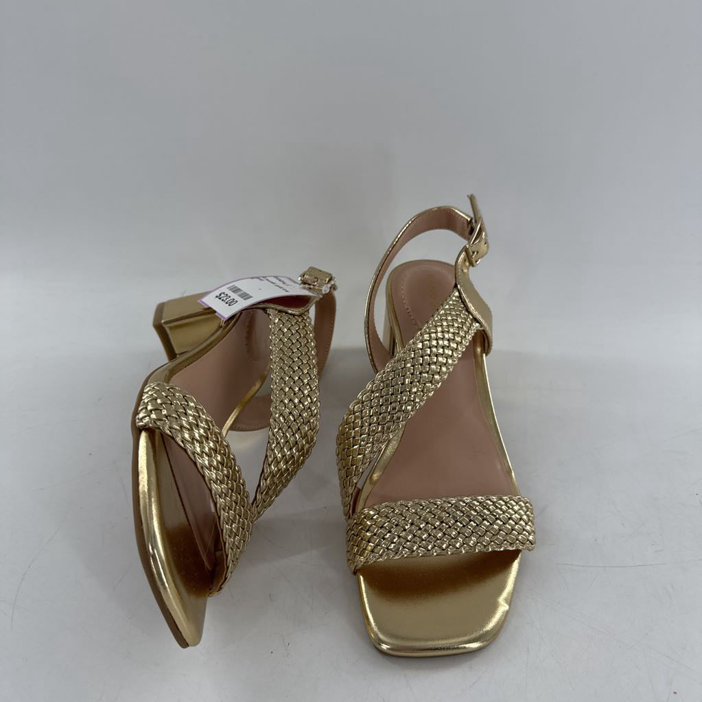 6 metallic gold low heel sandal