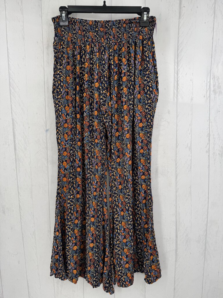 L smocked flower print pull-on pants