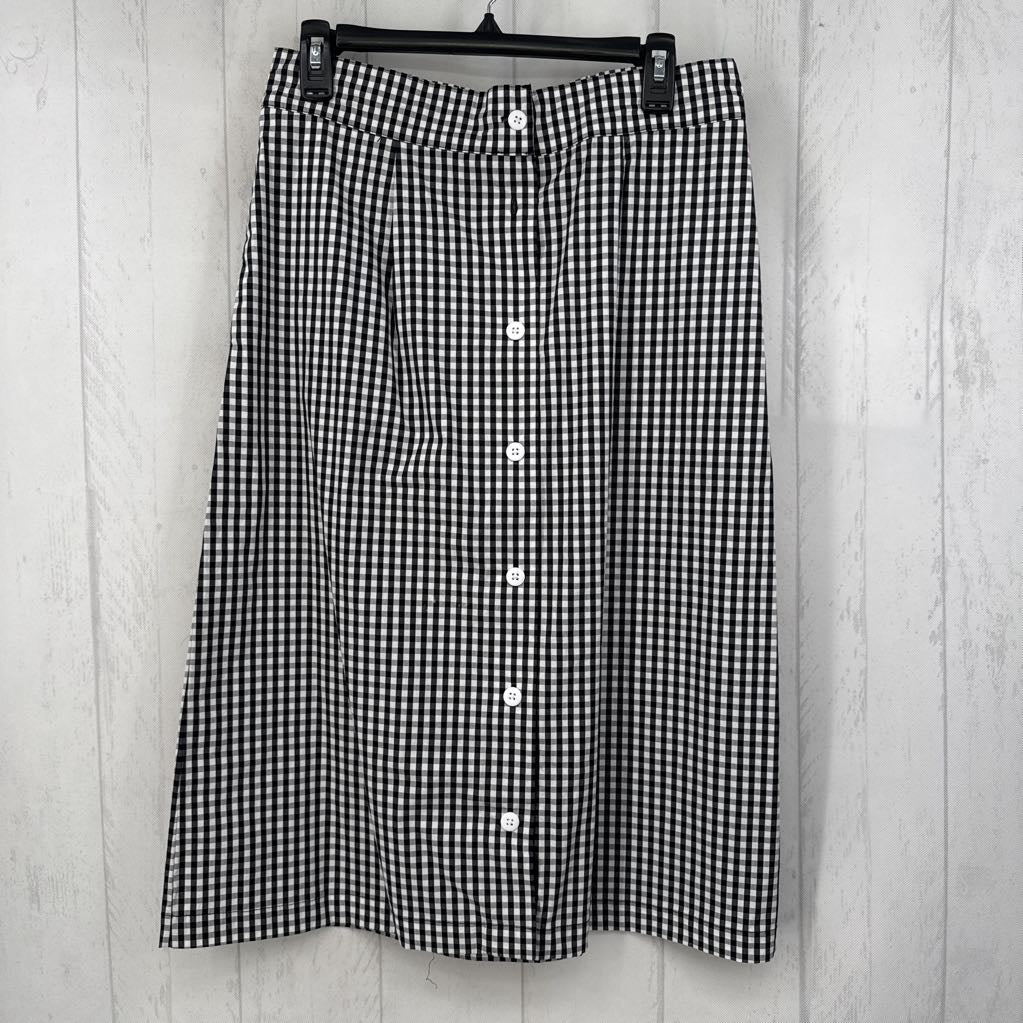 XL gingham print button front skirt