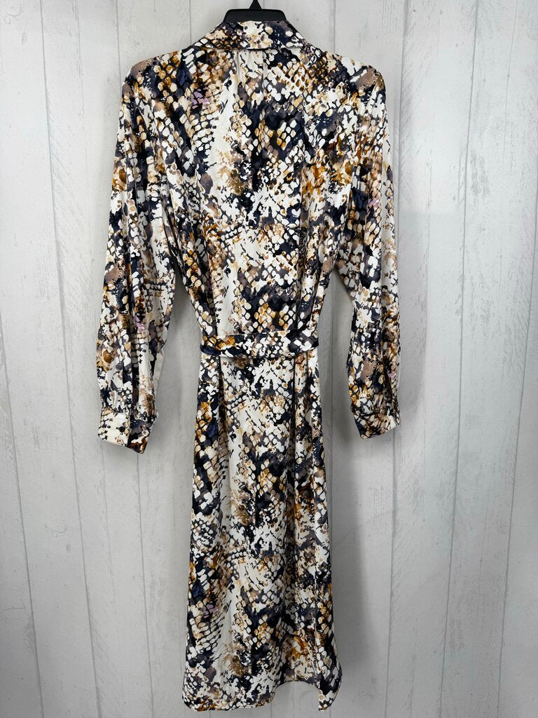 XLp python print belted l/s dress