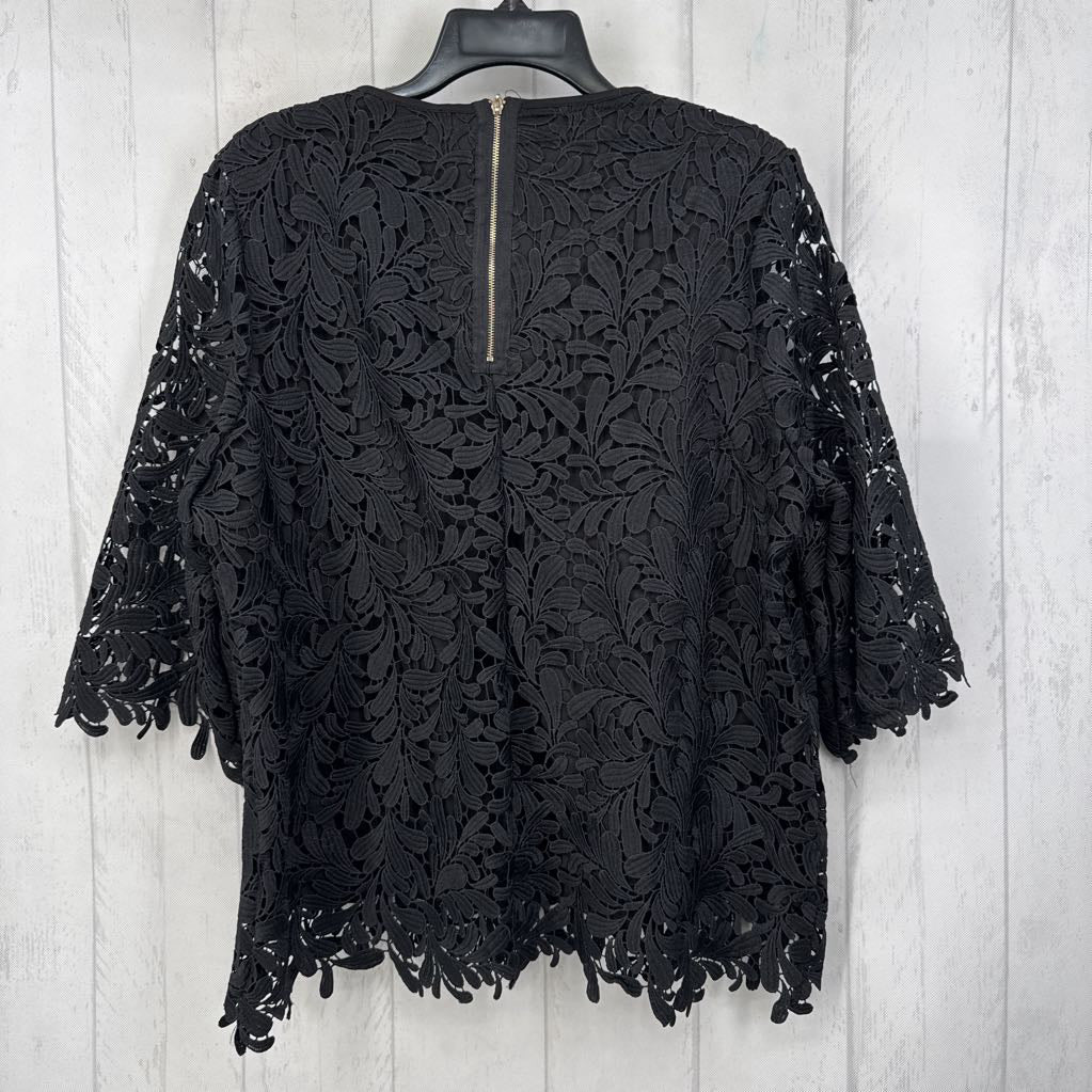 XL lace back zipper 3/4 slv top