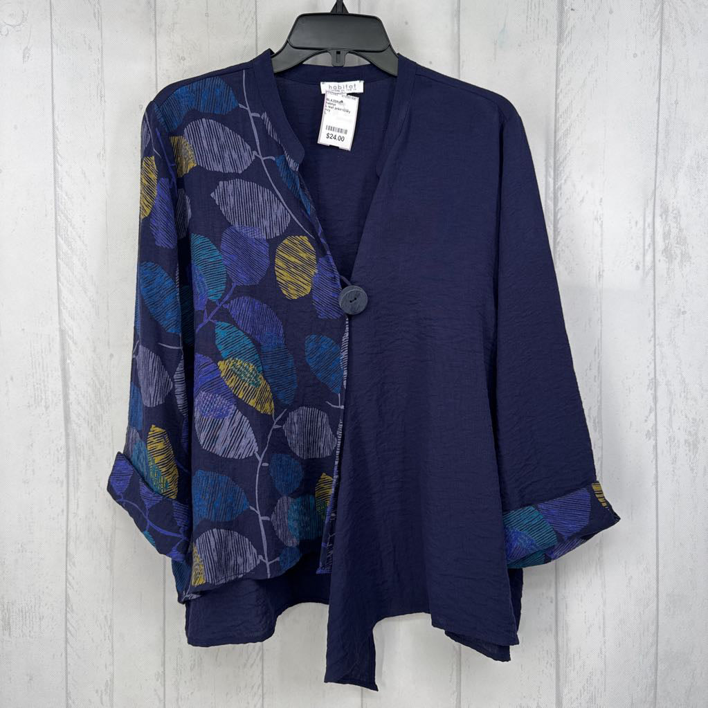 L leaf print flowy blazer