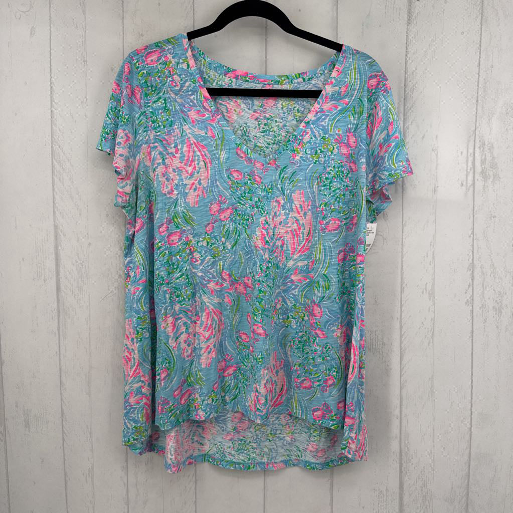 L colorful v-neck s/s tee