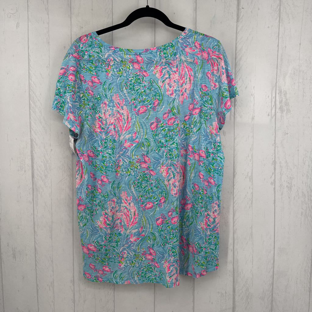 L colorful v-neck s/s tee