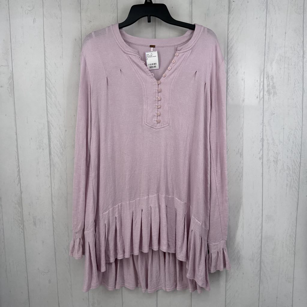 M 1/2 button down l/s peplum top
