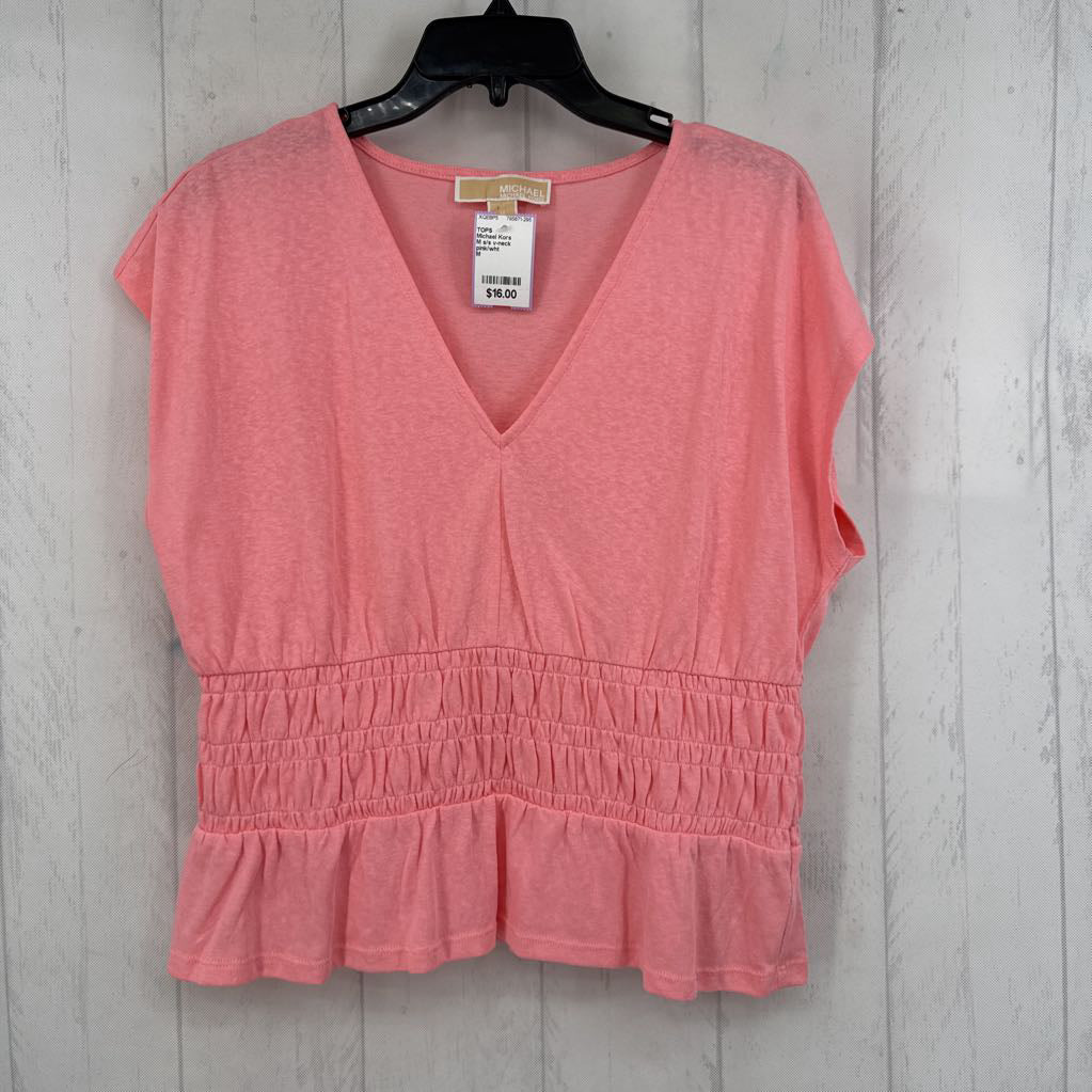 M s/s v-neck smock top
