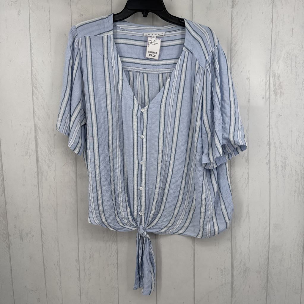 XL s/s stripe button knotted shirt