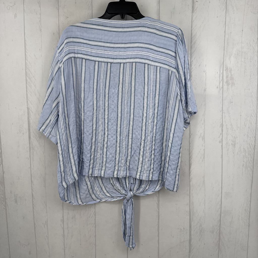 XL s/s stripe button knotted shirt