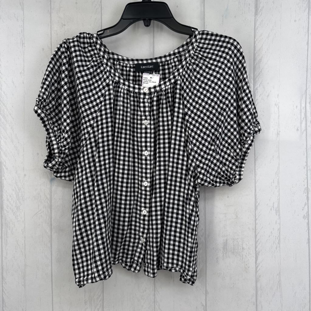 L puffy s/s check button shirt