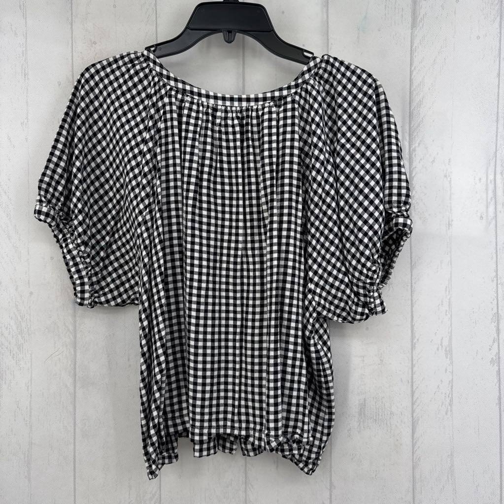L puffy s/s check button shirt