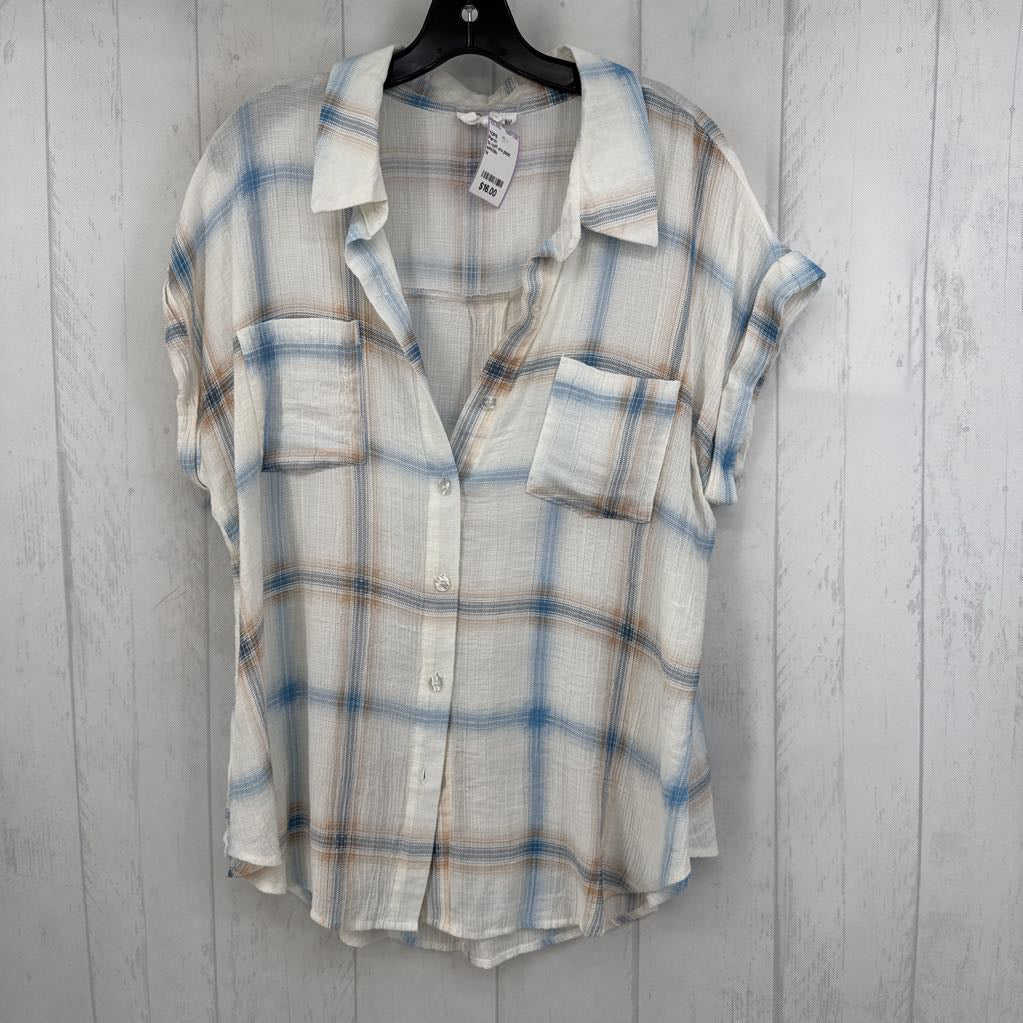 1x cuff s/s plaid button shirt