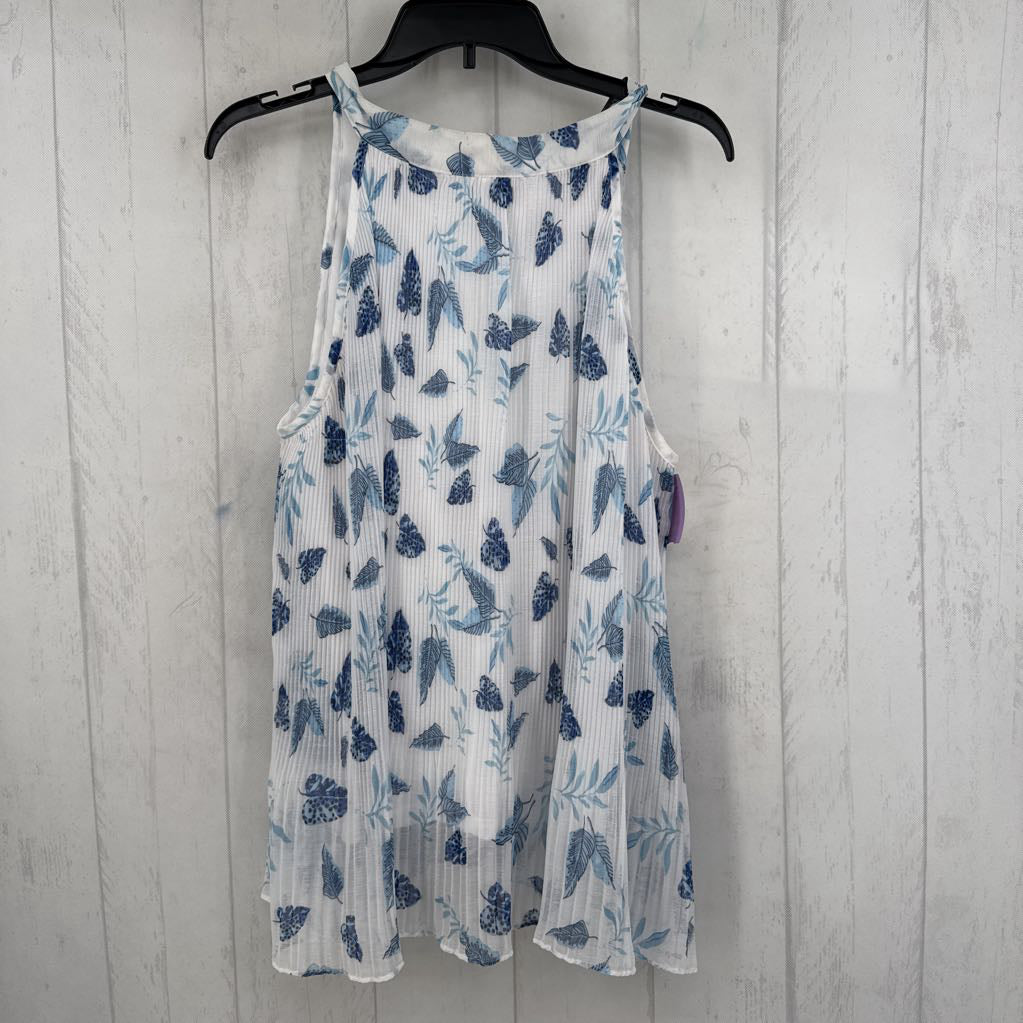 XL leaf print accordion pleated tank