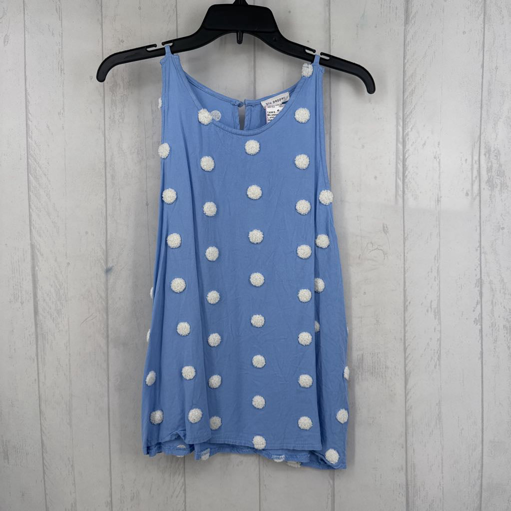 L pom pom polka dot tank