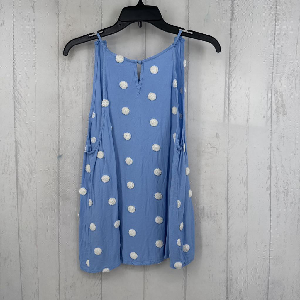 L pom pom polka dot tank