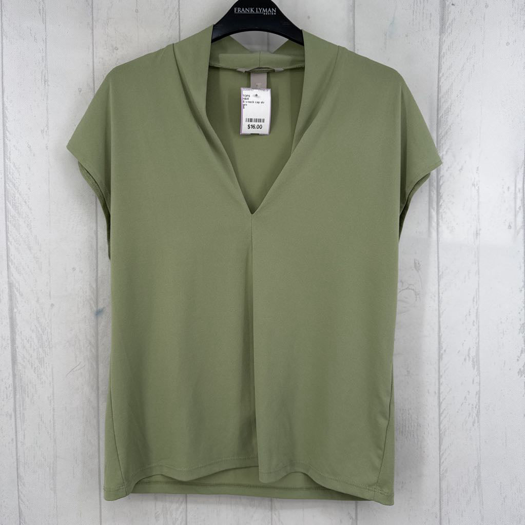S v-neck cap slv top