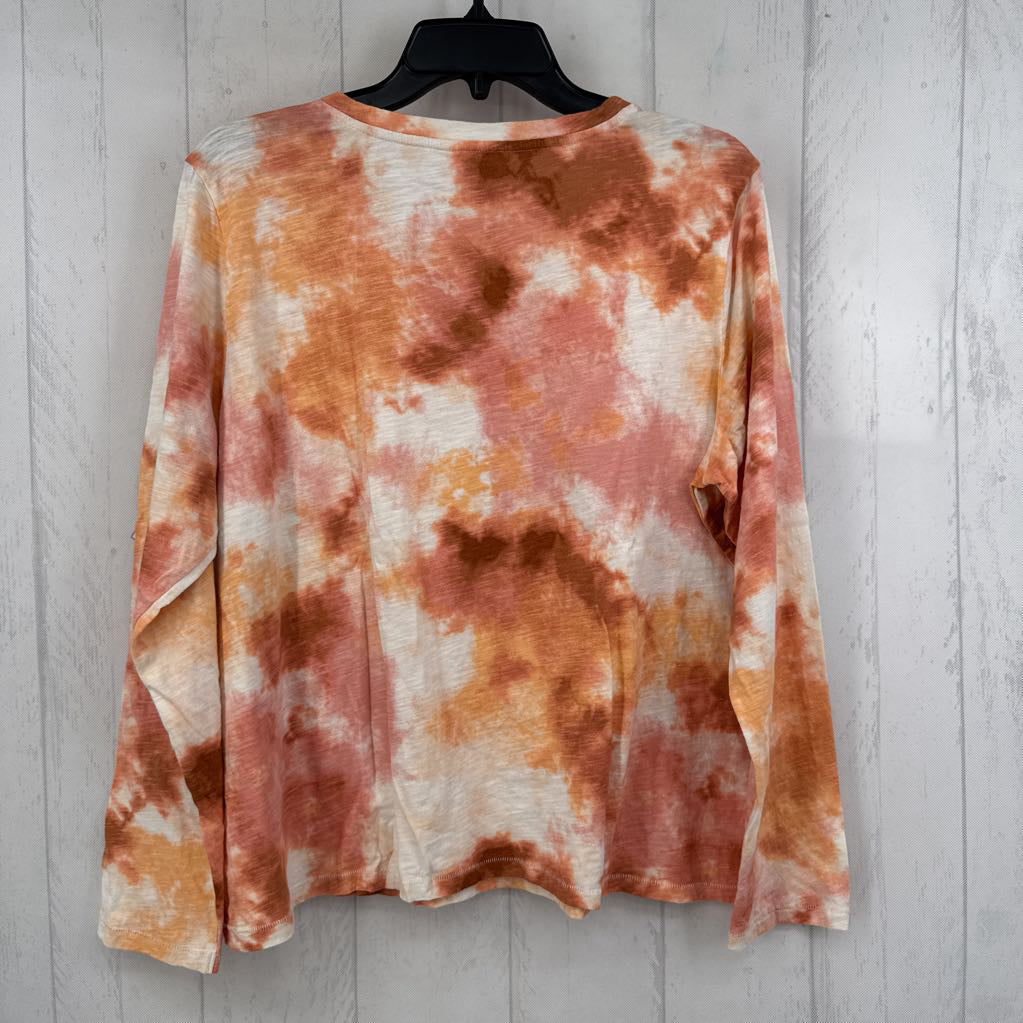 XL 3/4 slv tie-dye v-neck top