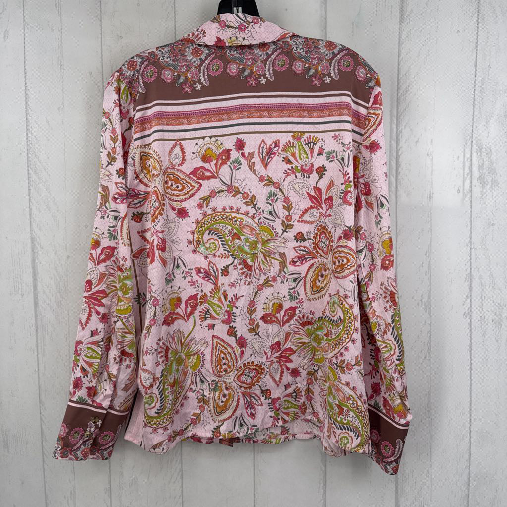 M flo print button down l/s top