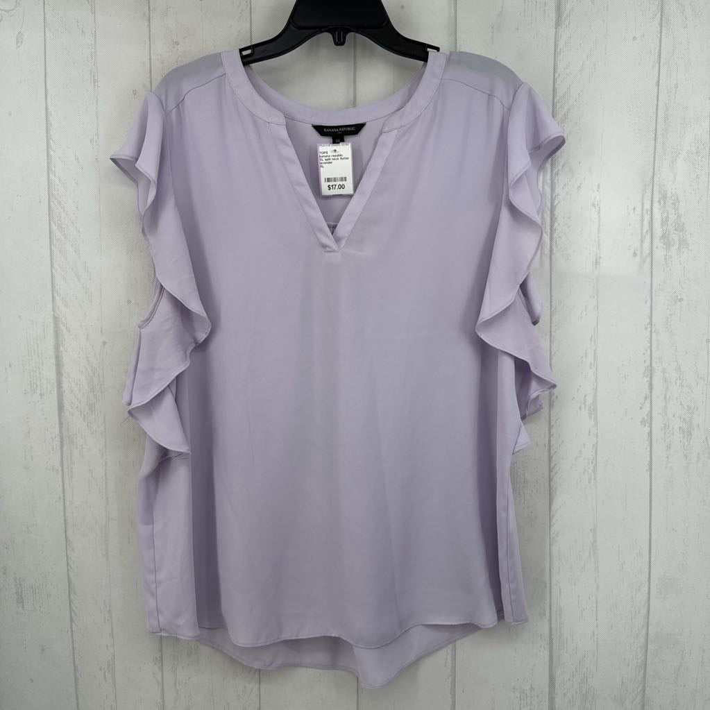 XL split neck flutter slv top