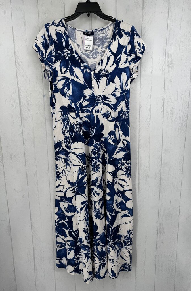 XL flo print v-neck s/s dress