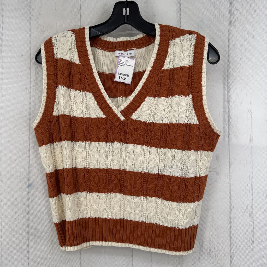 M striped cable knit sweater vest