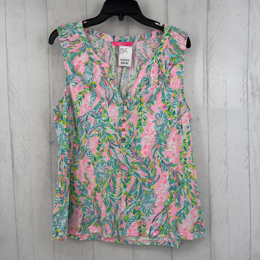 XL colorful 1/2 button down tank