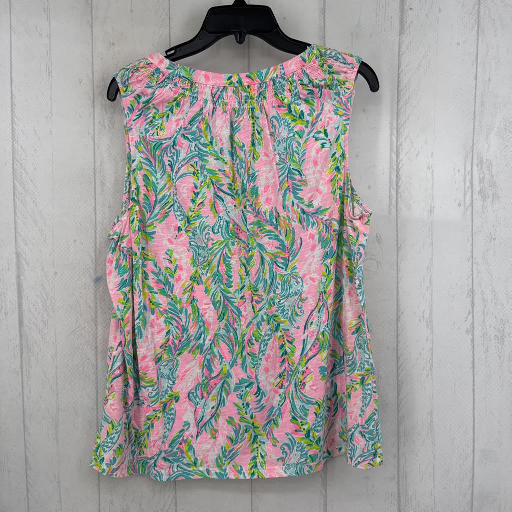 XL colorful 1/2 button down tank