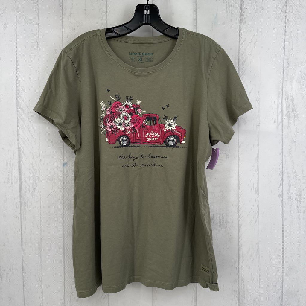 XL graphic s/s tee-floral truck