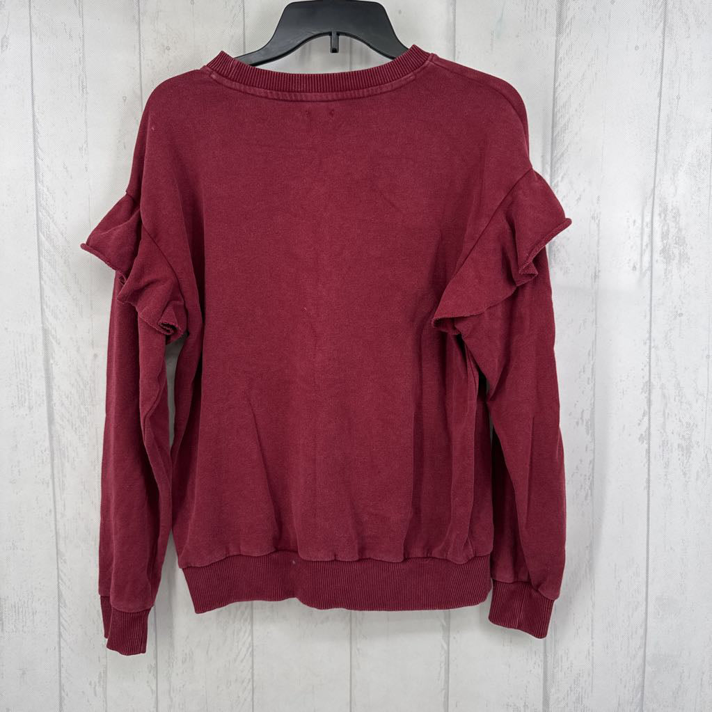 M ruffle slv pull-over sweatshirt
