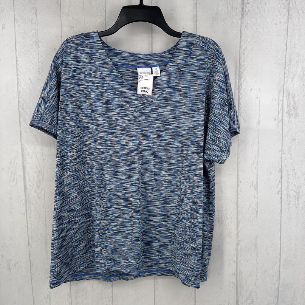 XL s/s marled v-neck top