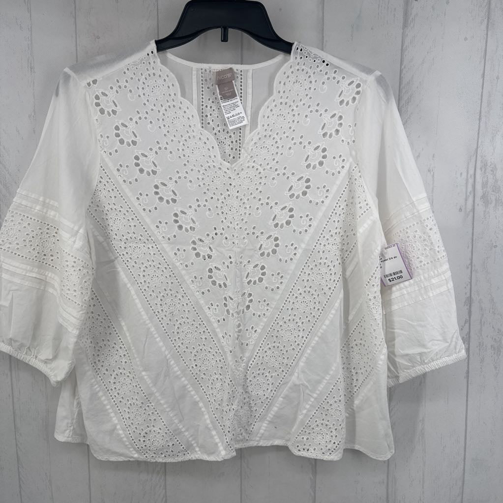 XLp eyelet 3/4 slv top