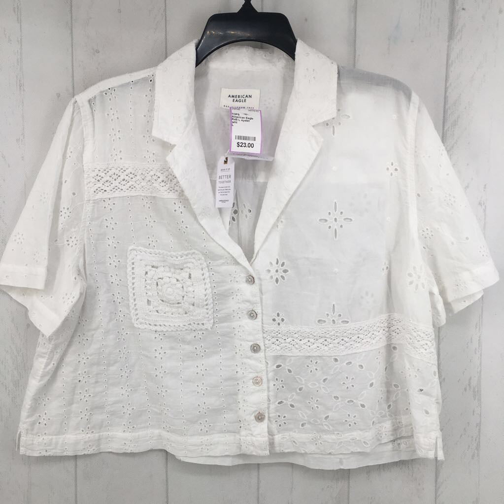R45 L eyelet button down s/s top