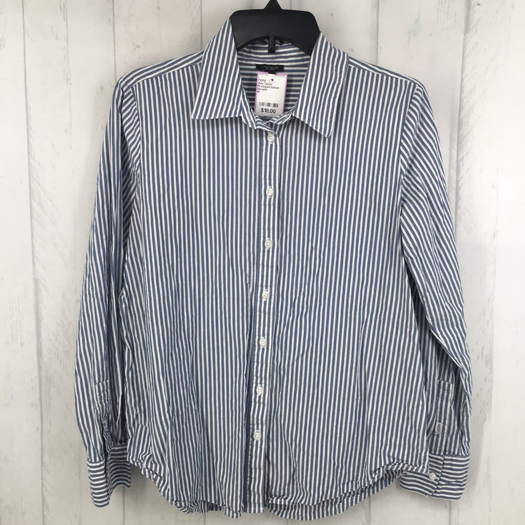 M striped button down l/s top
