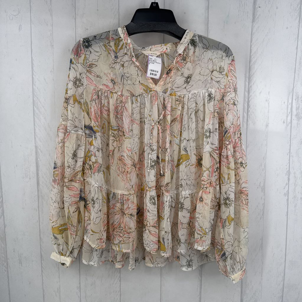 M flo print tiered l/s top