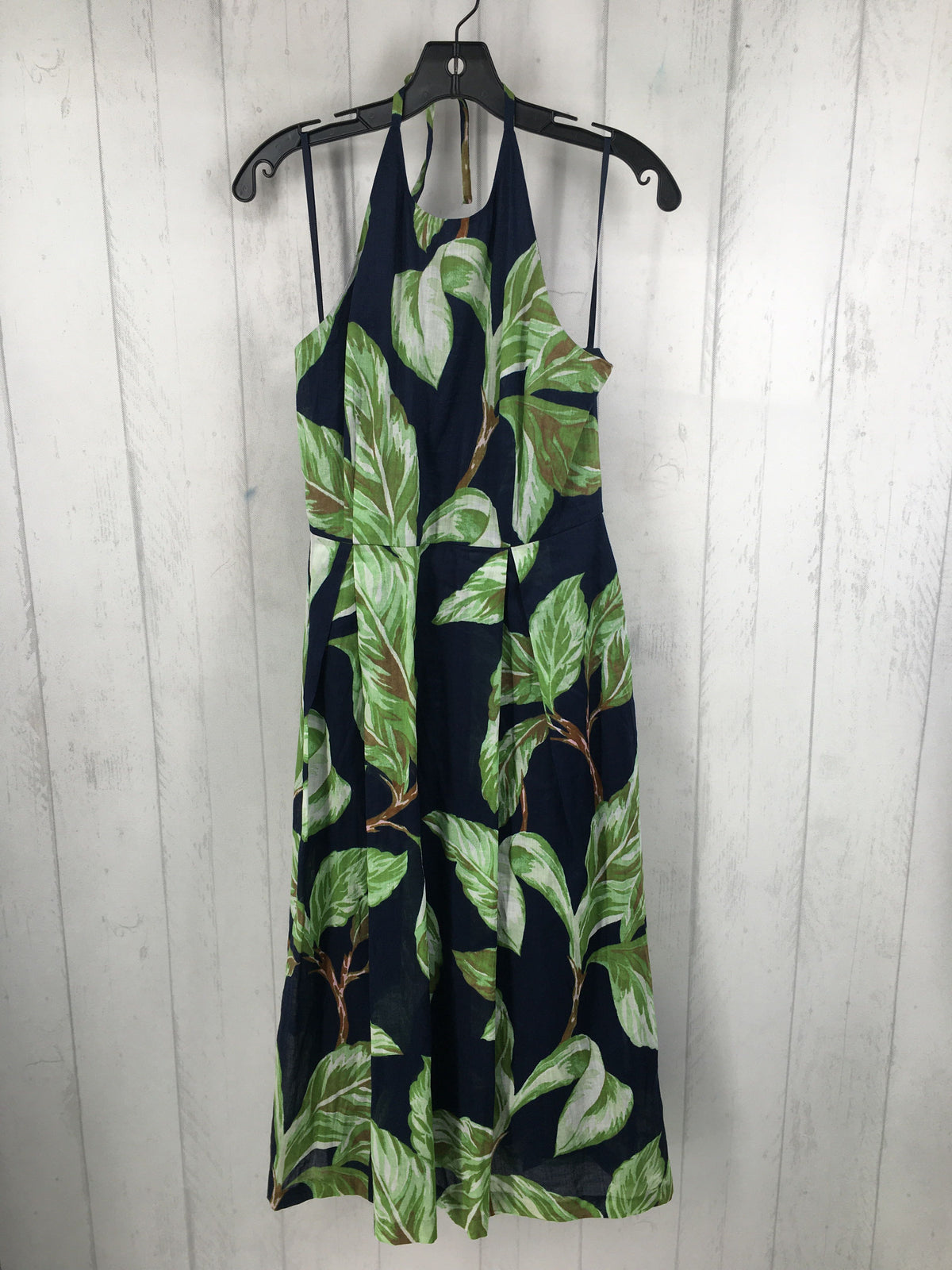 8 leaf print halter neck dress