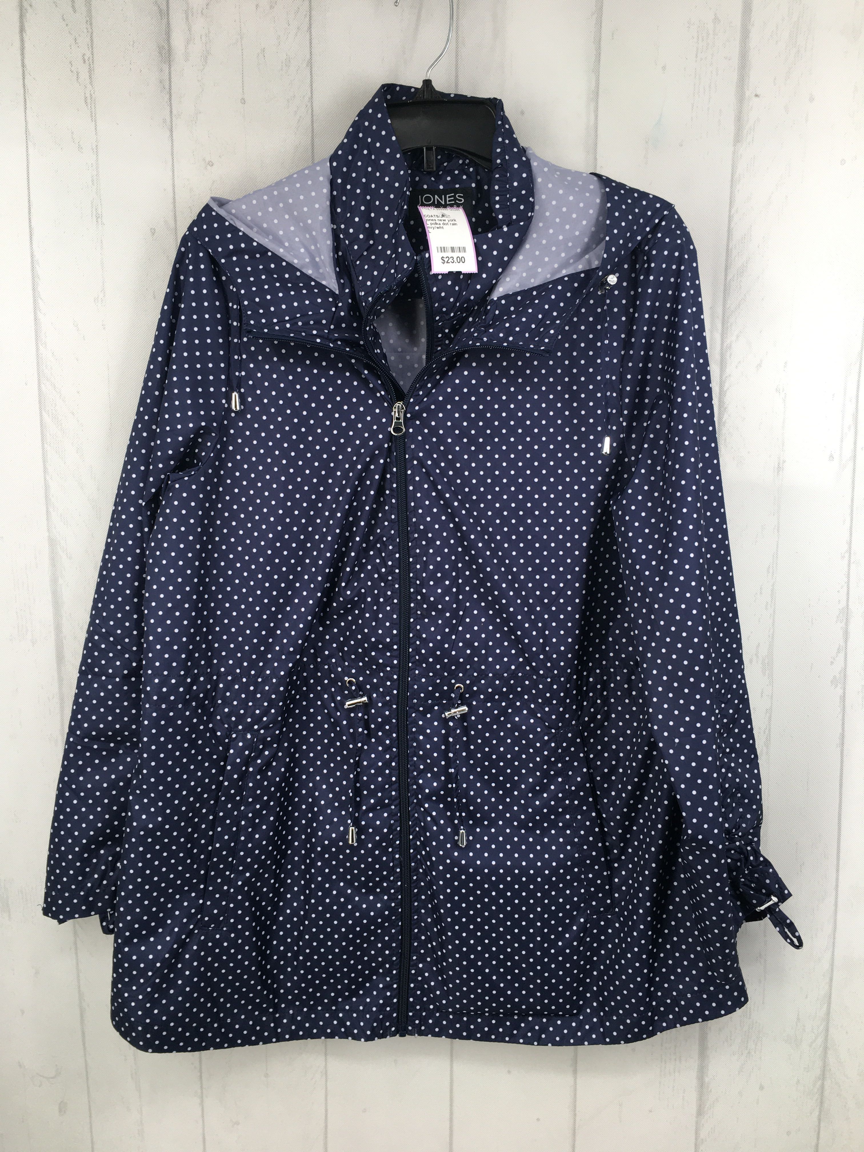 L polka dot rain jacket