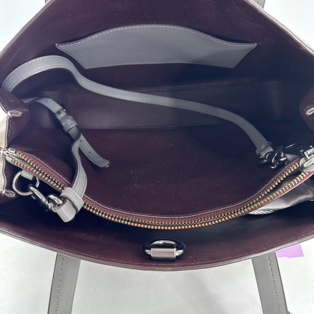 suede dual handle triple compartment satchel