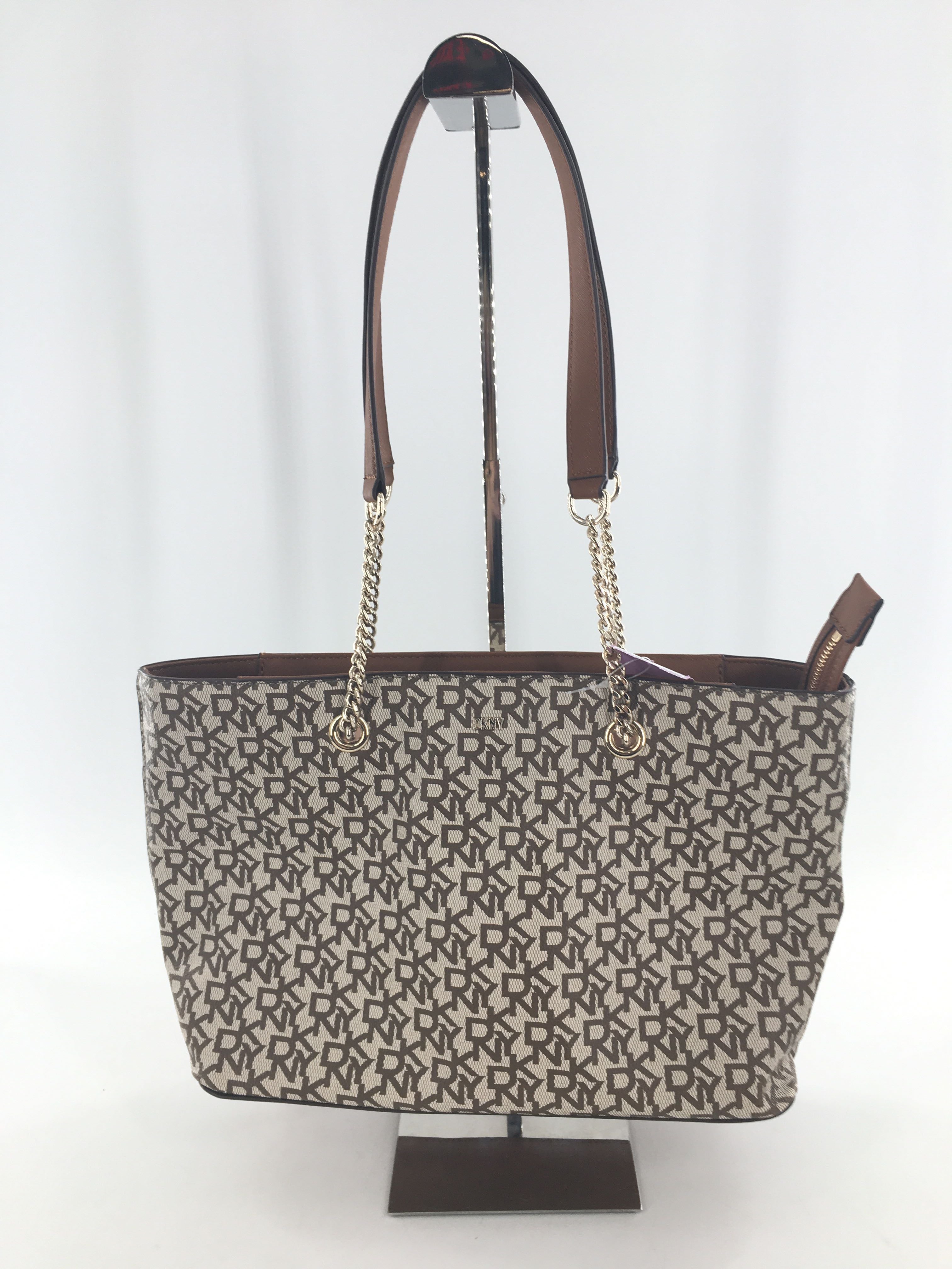 monogram chain strap zip top tote