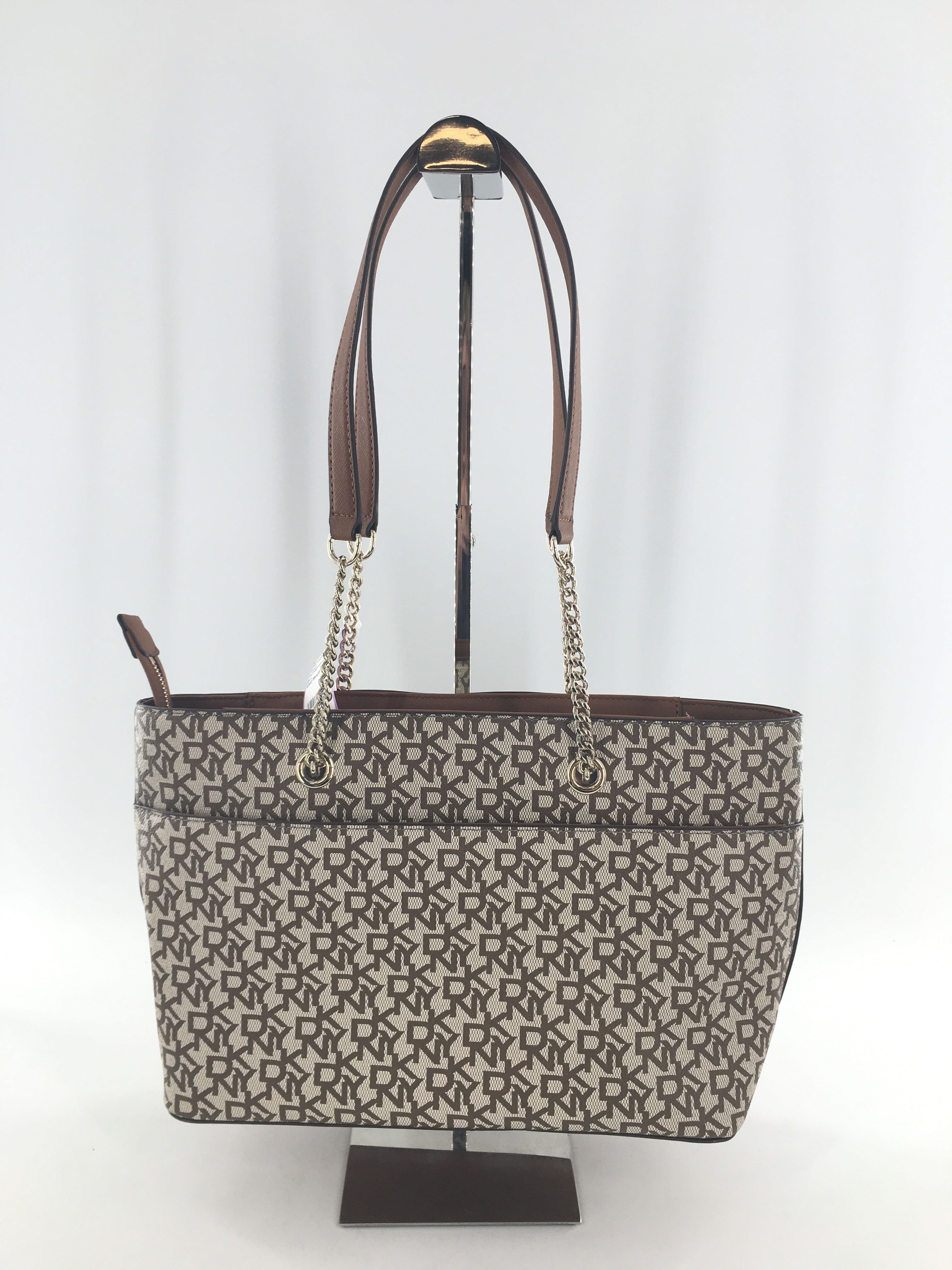monogram chain strap zip top tote