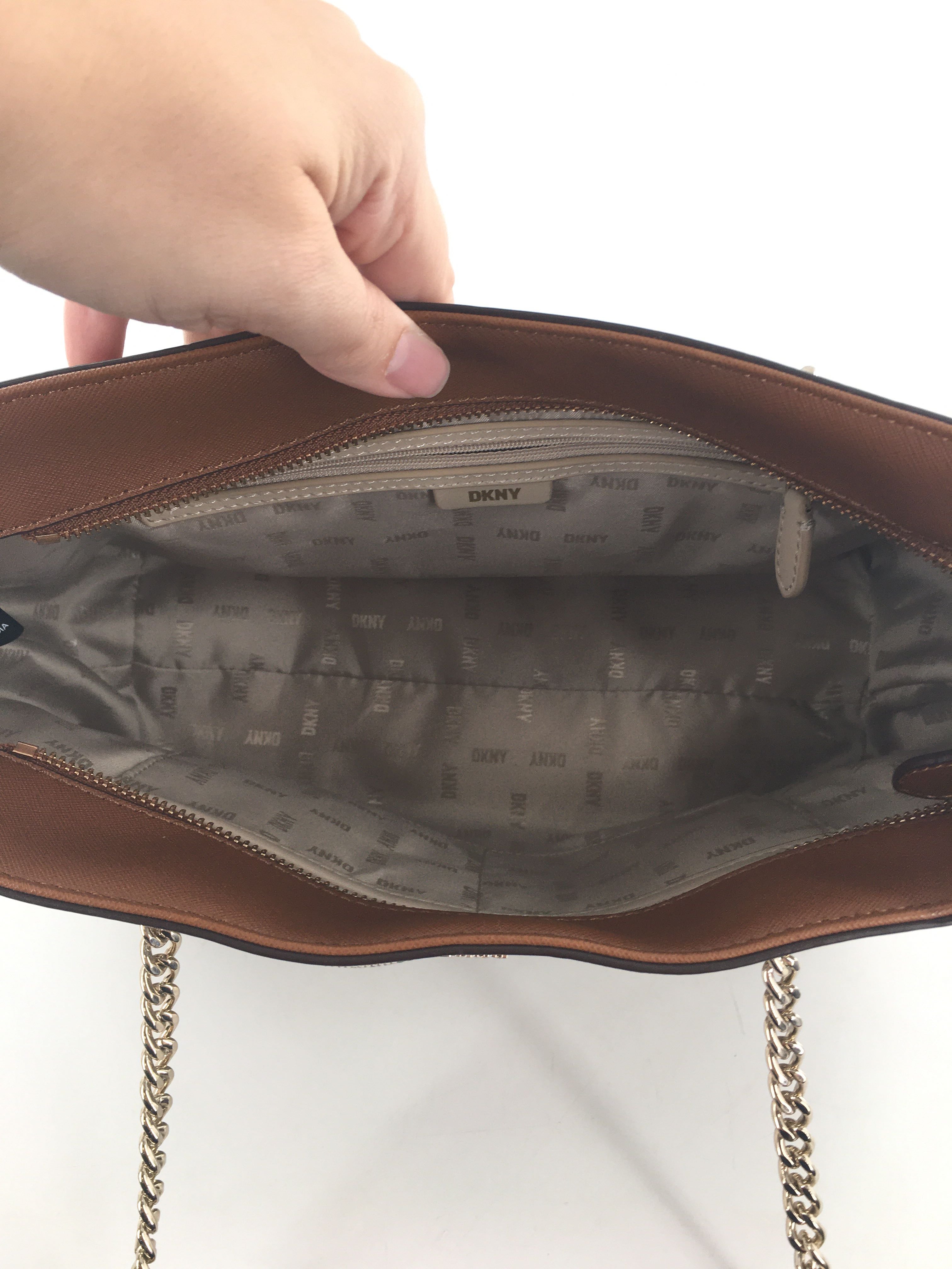 monogram chain strap zip top tote