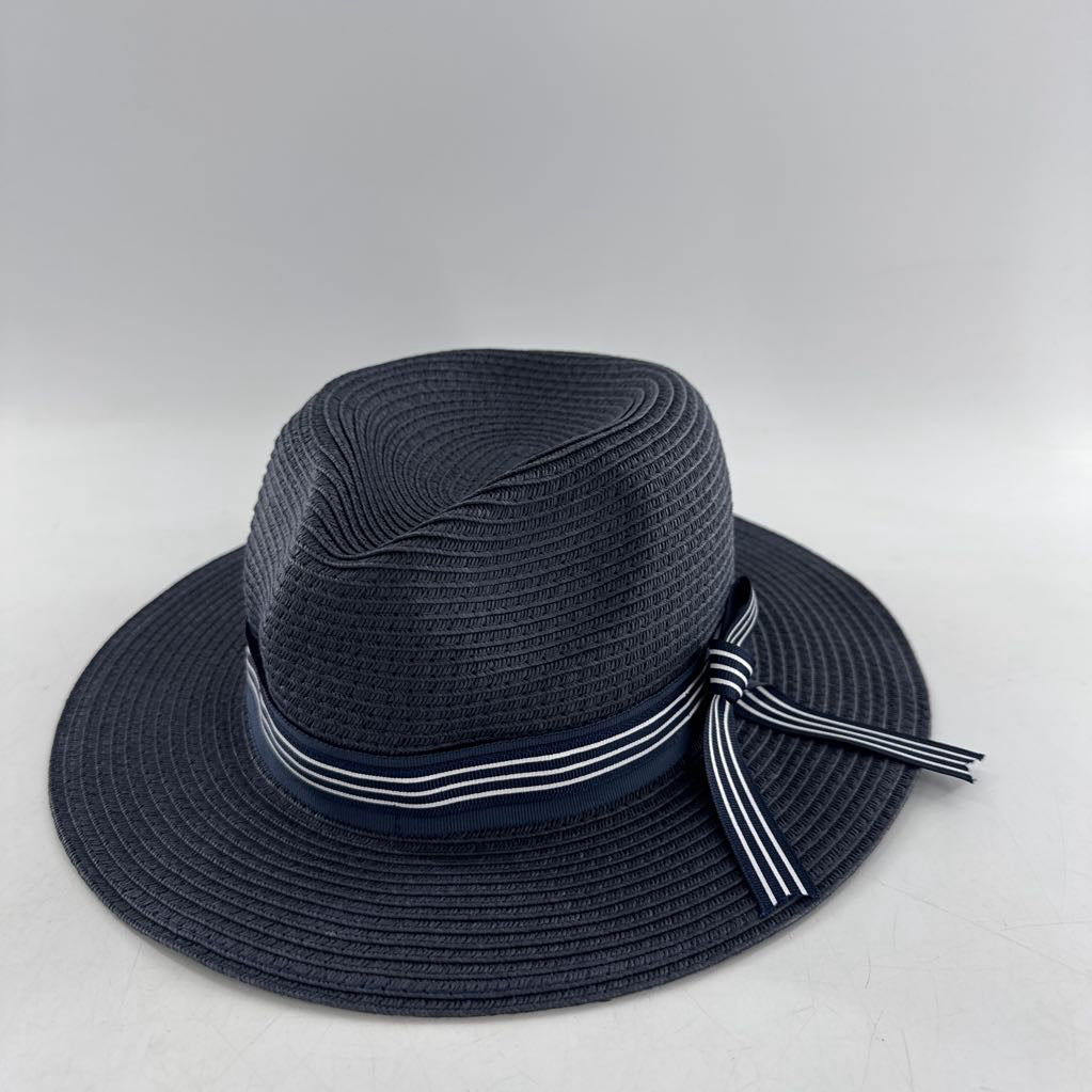 S/M navy sunhat w/ striped ribbon