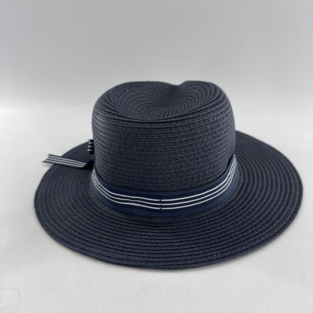 S/M navy sunhat w/ striped ribbon