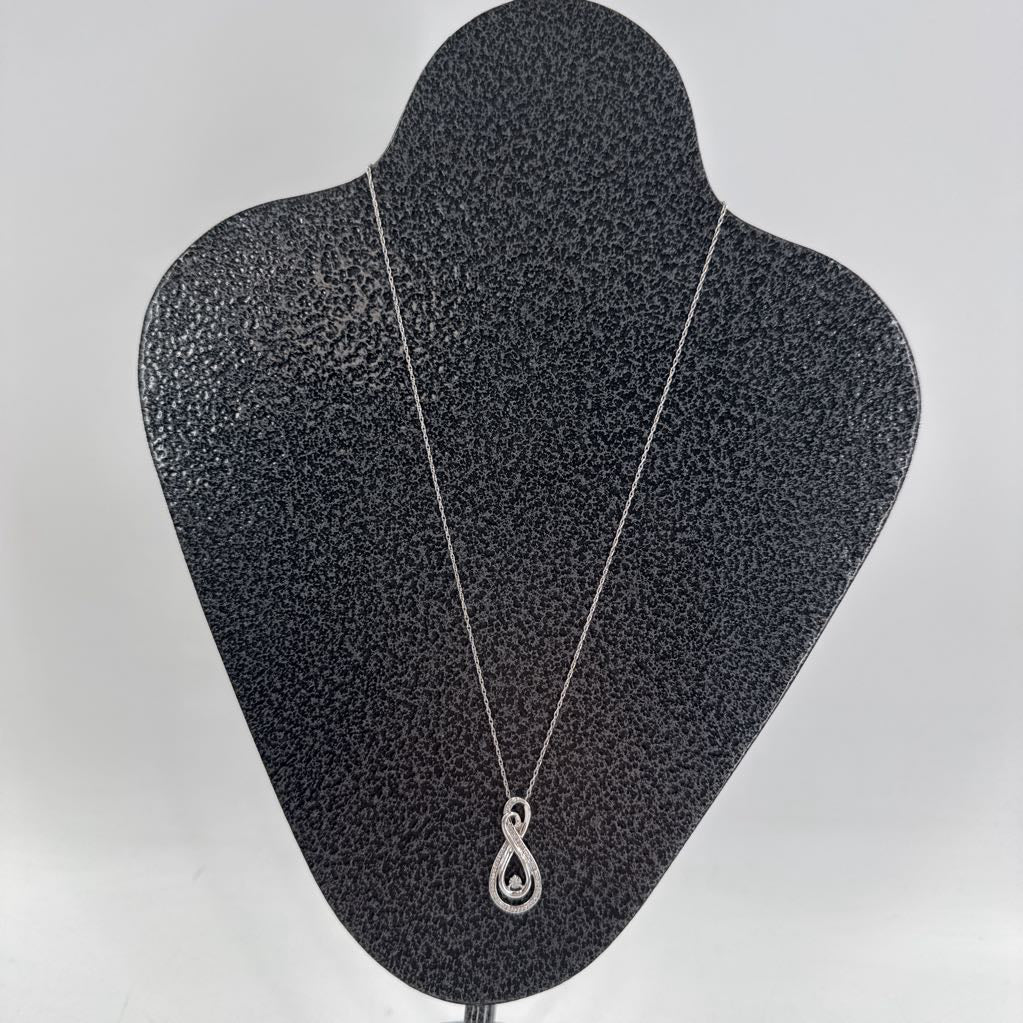 10" .925 silver cz infinity pendant necklace